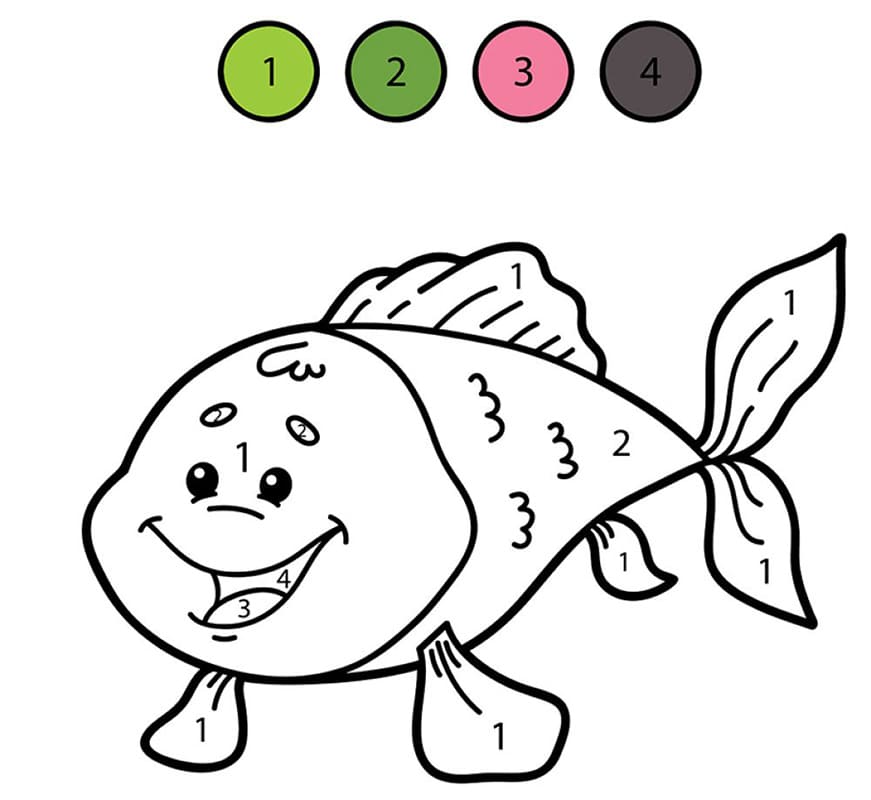 Раскраска Рыбка по цифрам