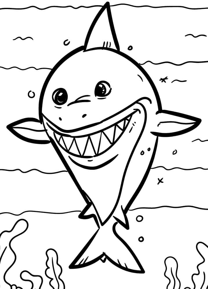 Раскраска Смешная Акула 6