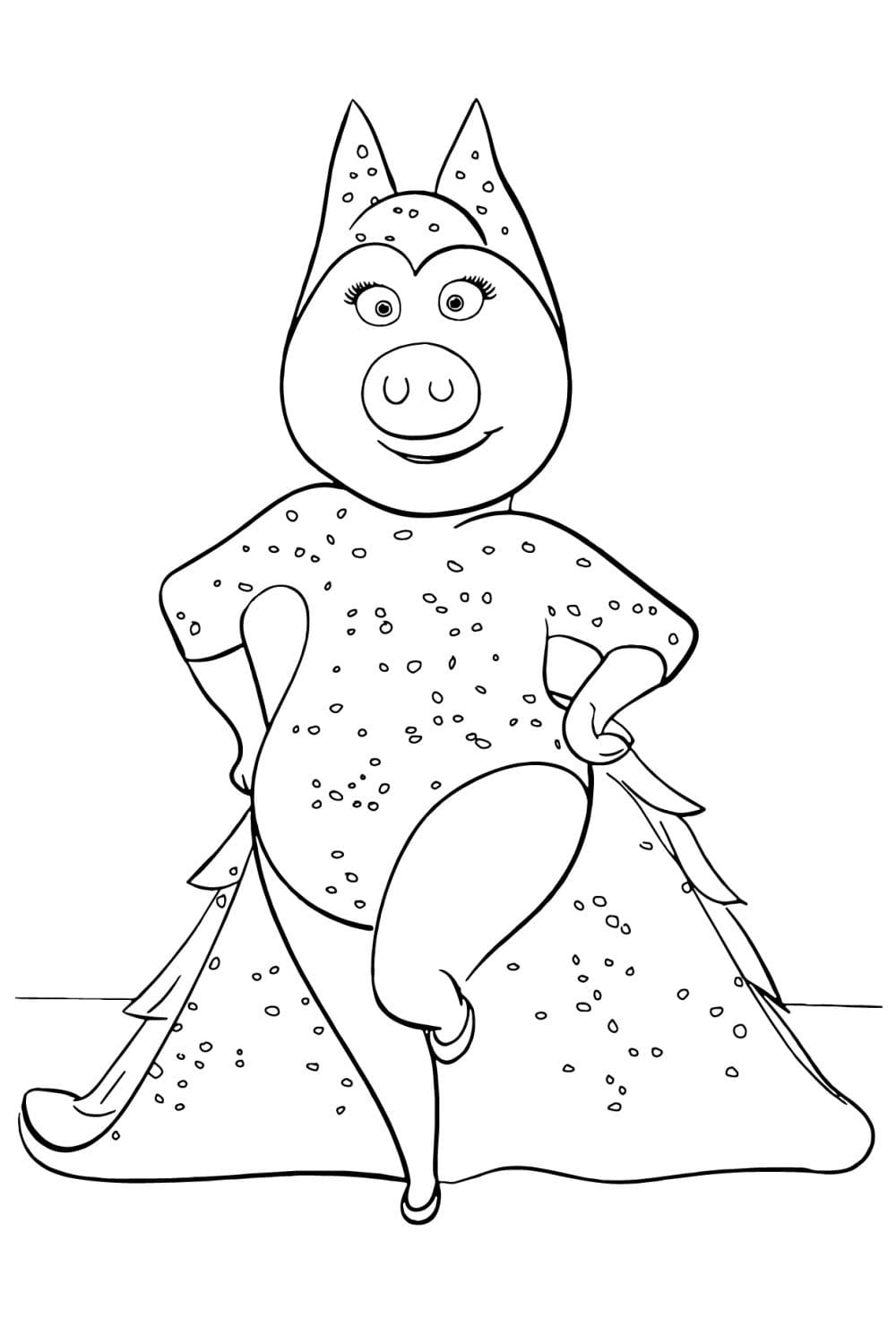 Раскраска Свинка Розита в платье