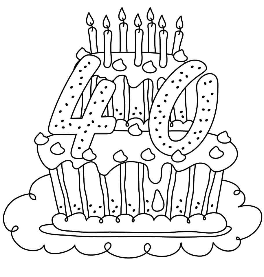 Раскраска Торт ко дня рождения 6
