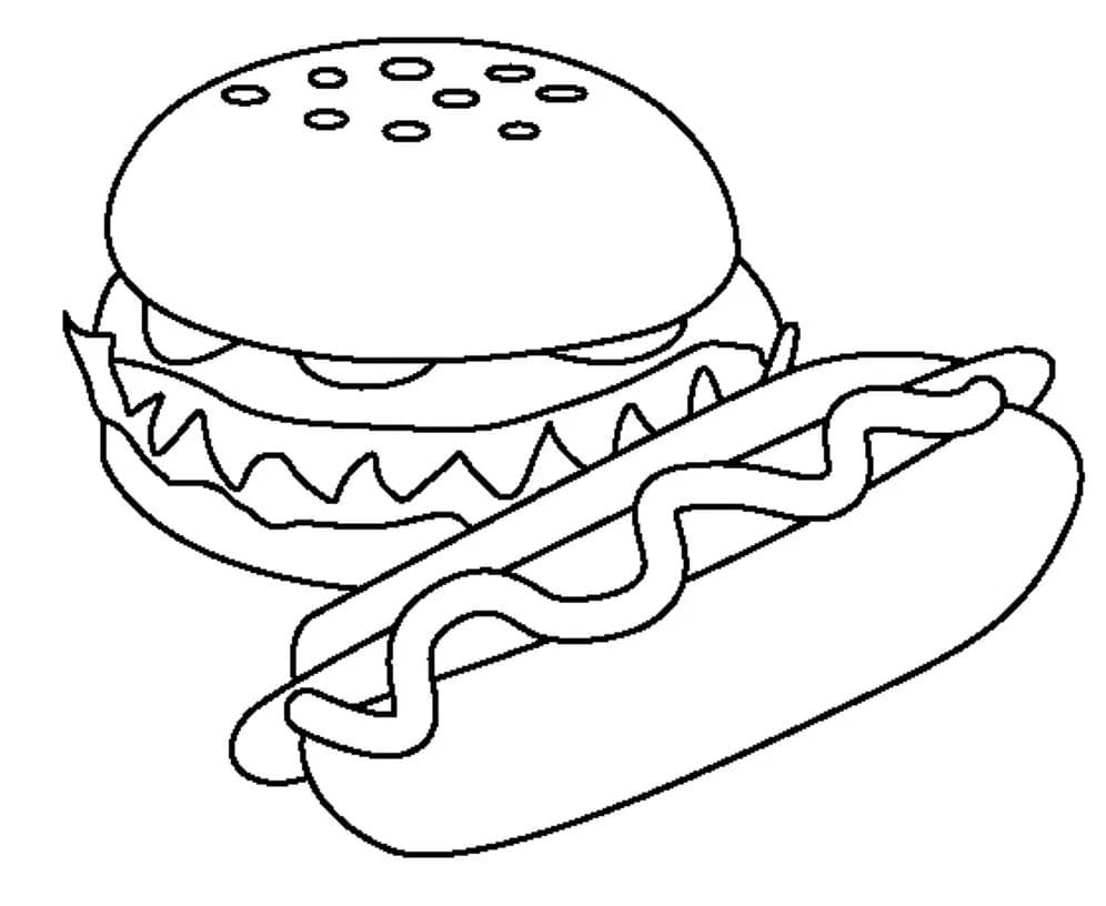 Раскраска Вкусный гамбургер 1
