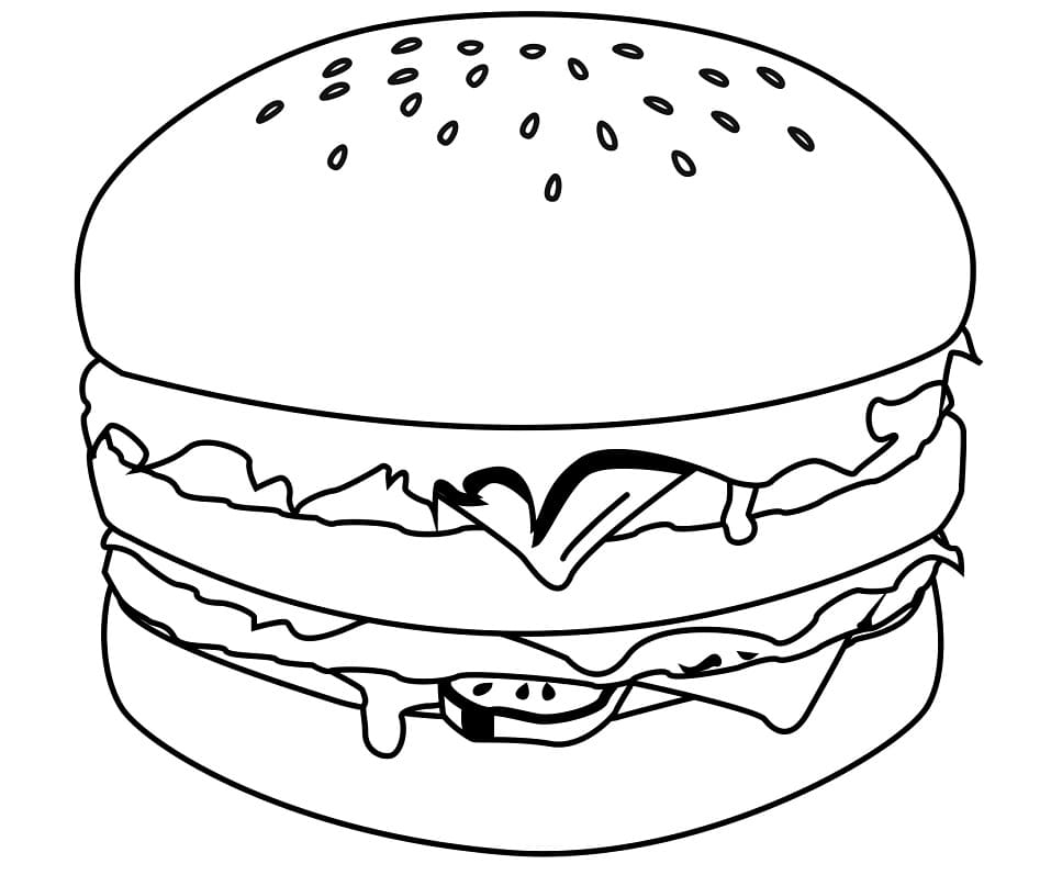 Раскраска Вкусный гамбургер 2