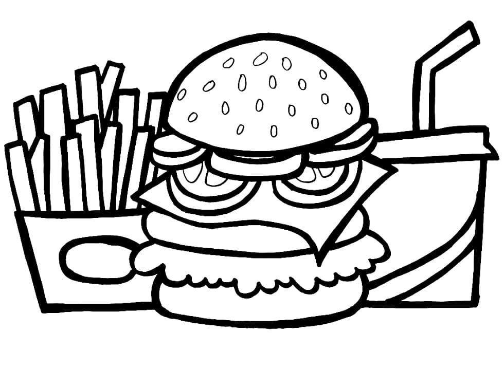 Раскраска Вкусный гамбургер 5